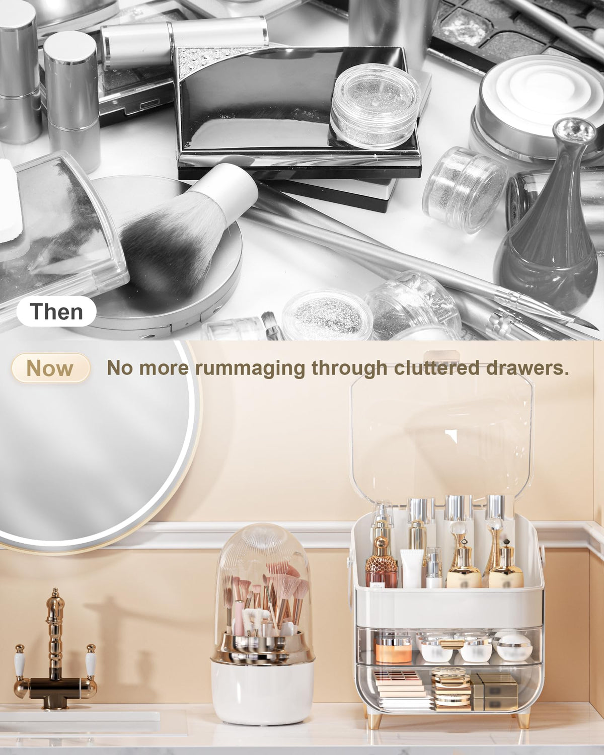 Anylady Makeup Organizer with lipsticks and brushes