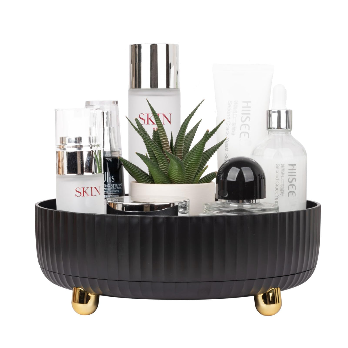 Anyoifax 360 Rotating Makeup Organizer black model front view