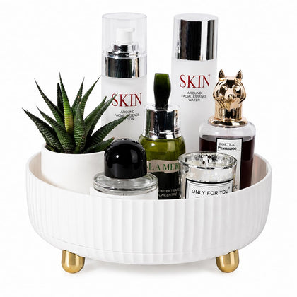 Anyoifax 360 Rotating Makeup Organizer front view in ivory white