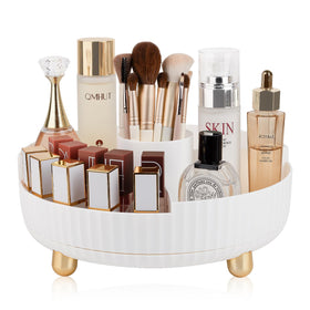 Anyoifax 360 Rotating Makeup Organizer large white front view