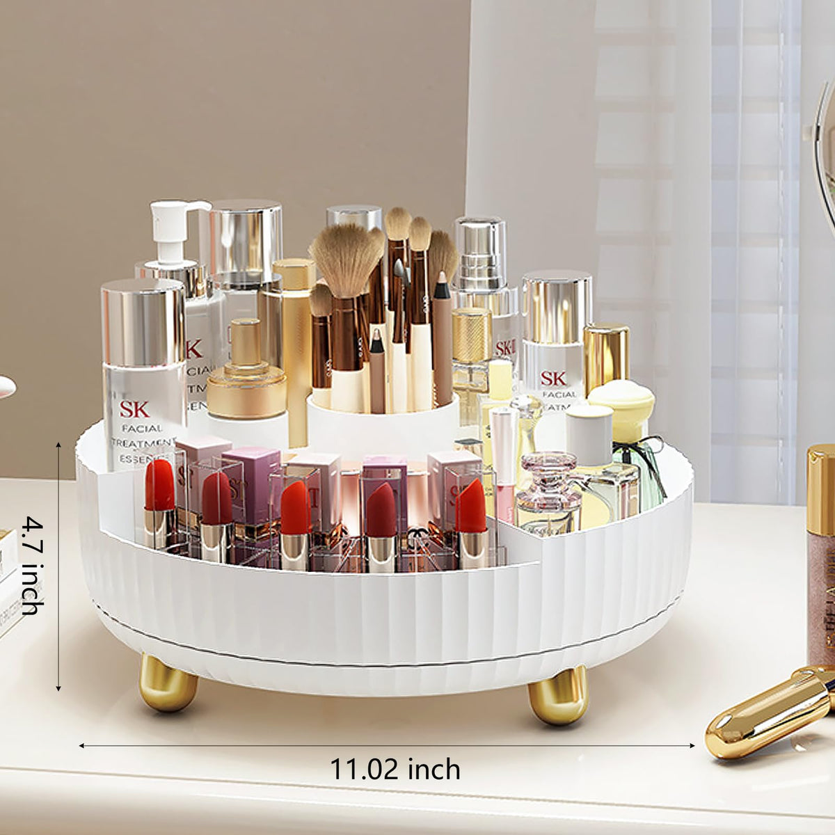 Anyoifax 360 Rotating Makeup Organizer large white in home setting