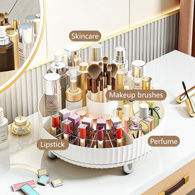 Anyoifax 360 Rotating Makeup Organizer large white with cosmetics