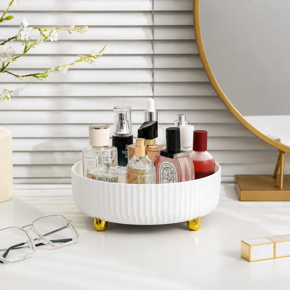 Anyoifax 360 Rotating Makeup Organizer side view showcasing its design