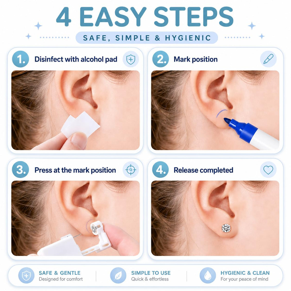 Anzero Ear Piercing Kit with all accessories laid out