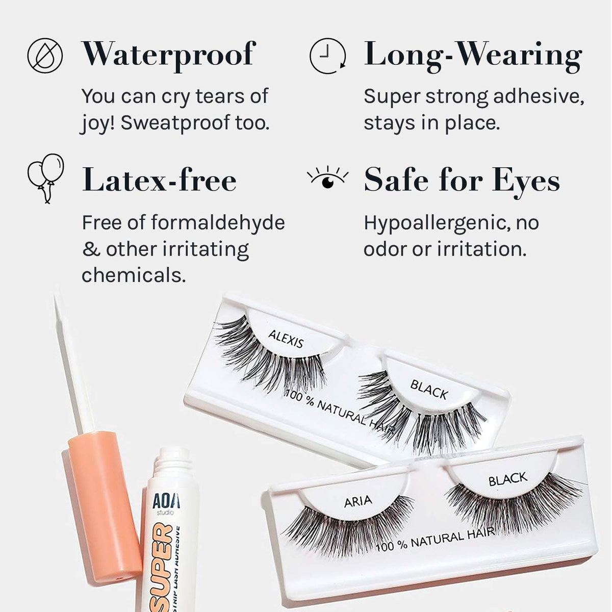 AOA STUDIO Eyelash Adhesive application on false lashes