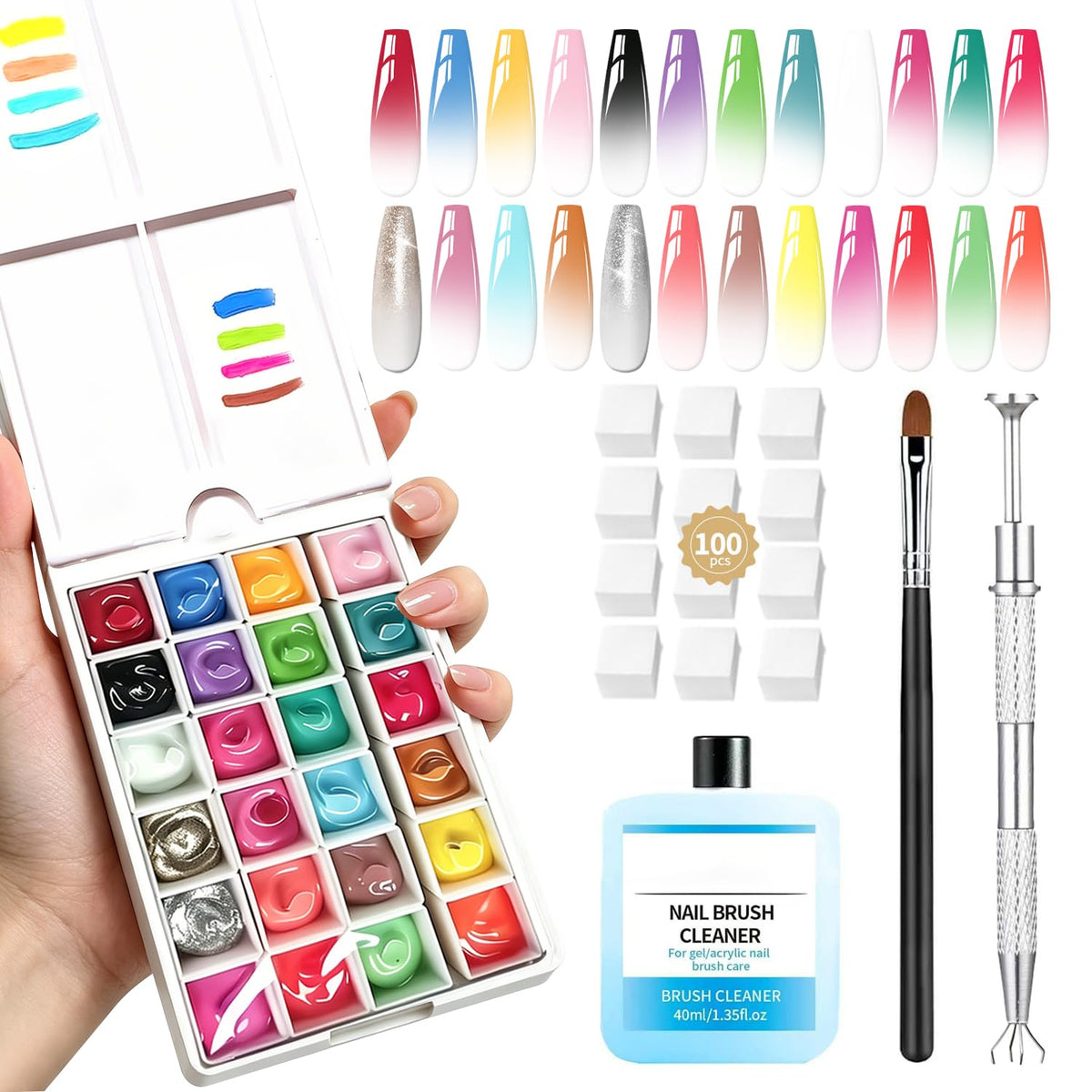 AOBOO 24 Well Mini Ombre Gel Nail Polish Kit front view