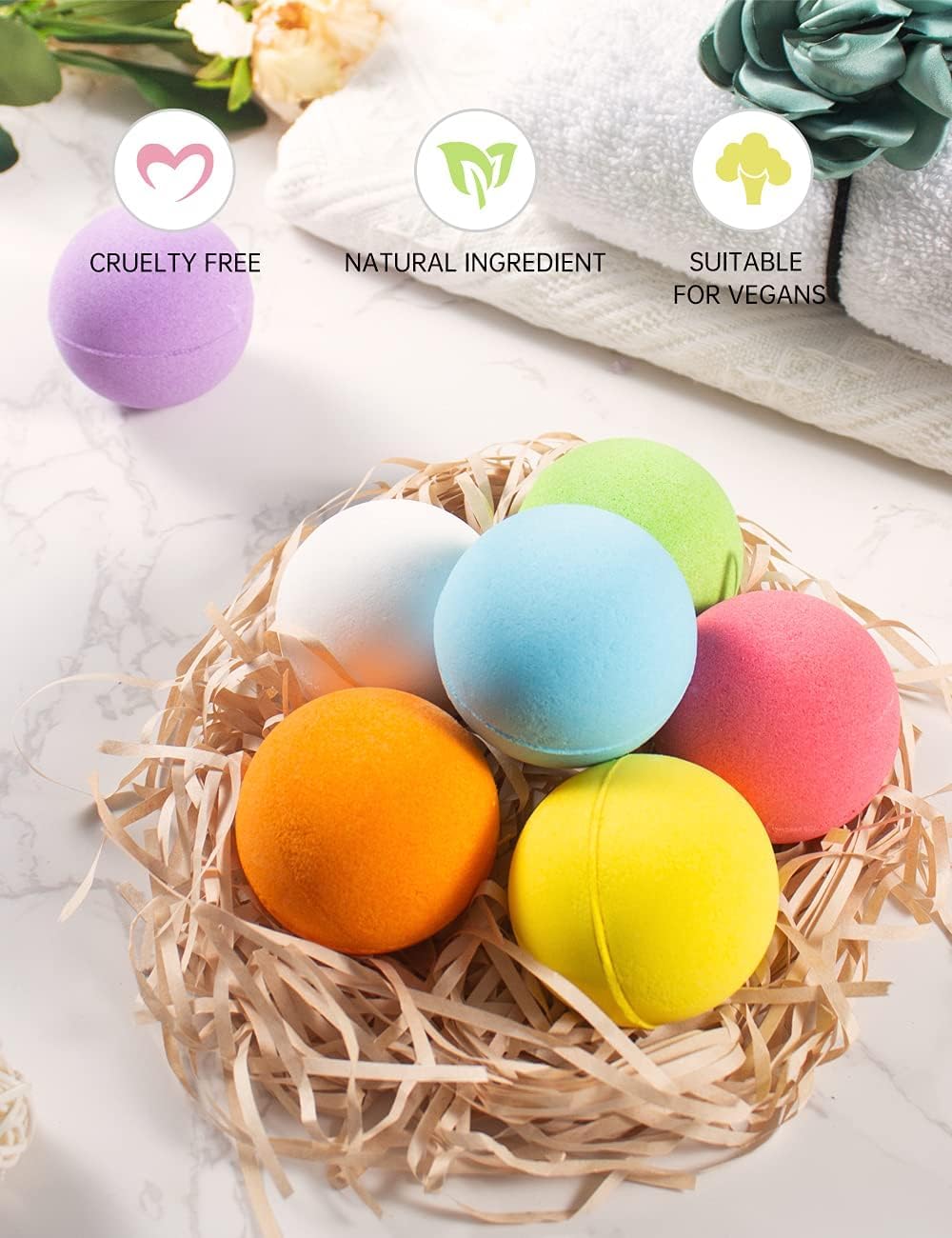 Aofmee bath bomb set displayed on a bathroom counter