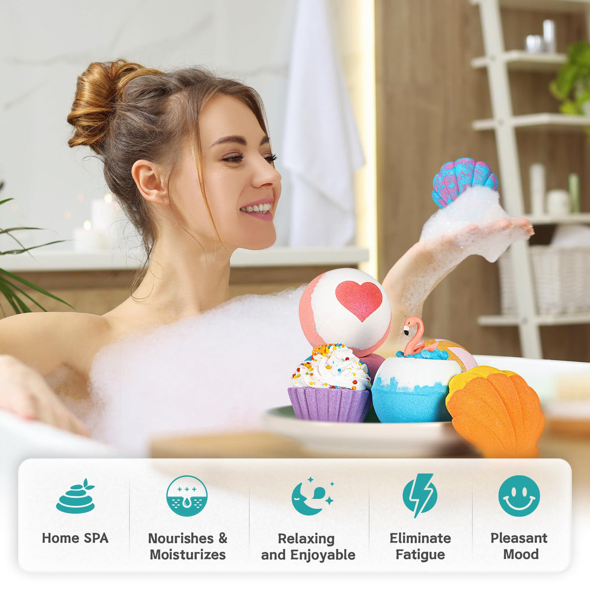 Aofmee bath bomb with colorful bubbles in water