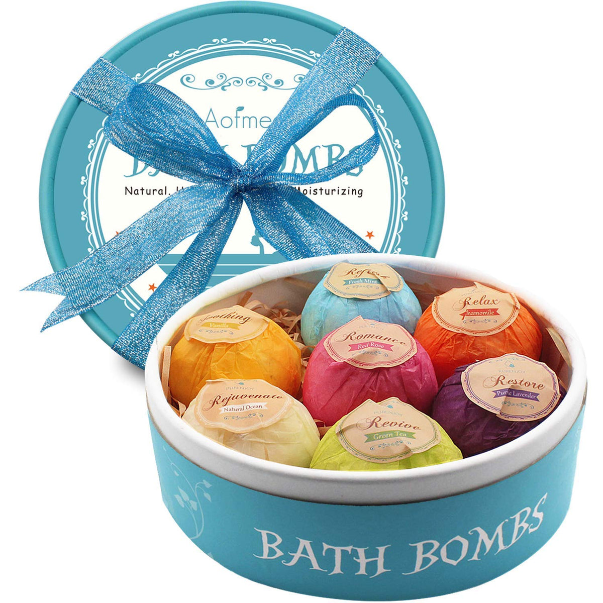 Aofmee Bath Bombs Gift Set with 7 uniquely handcrafted fizzies