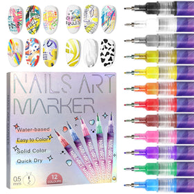 AOKELEON 12 Colours Nail Art Pens Set with vibrant colours
