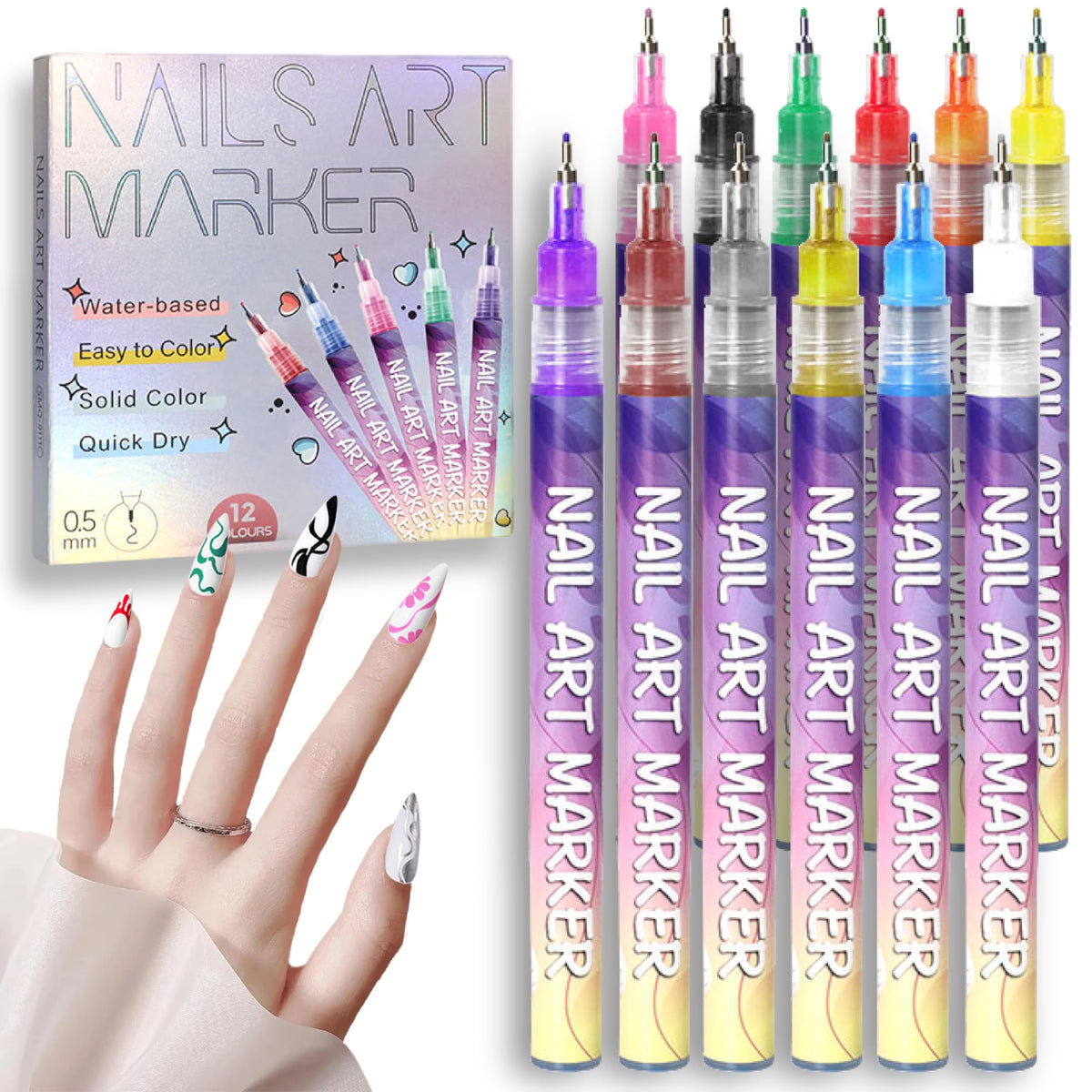 AOKELEON nail art pens in various colours