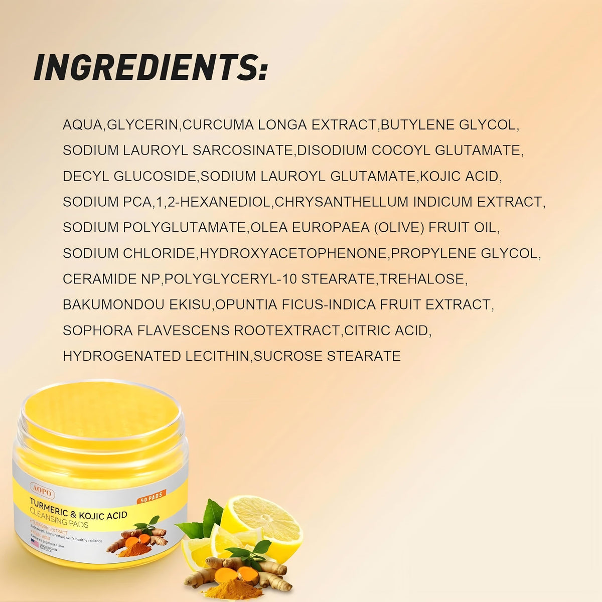 AOPO Kojic Acid and Turmeric Cleansing Pads with a fresh face
