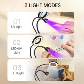 AORAEM LED UV Nail Lamp showing adjustable gooseneck