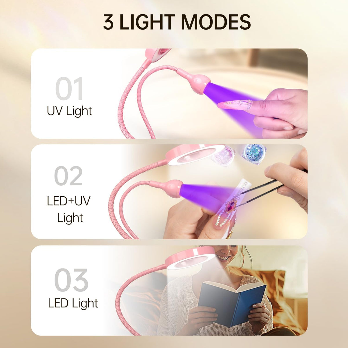 AORAEM LED UV Nail Lamp showing USB plug connection