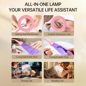 AORAEM LED UV Nail Lamp side view showcasing 6X magnifier