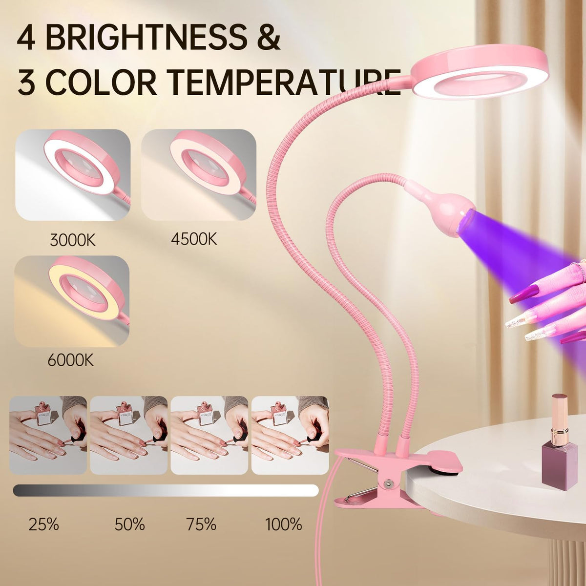 AORAEM LED UV Nail Lamp with adjustable gooseneck