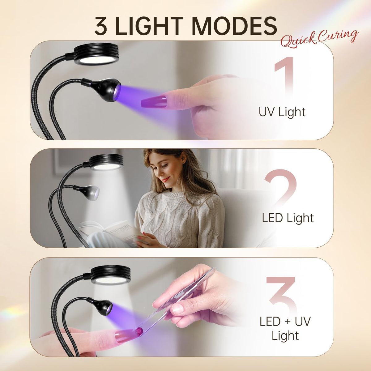 AORAEM UV LED Nail Lamp gooseneck design for flexibility