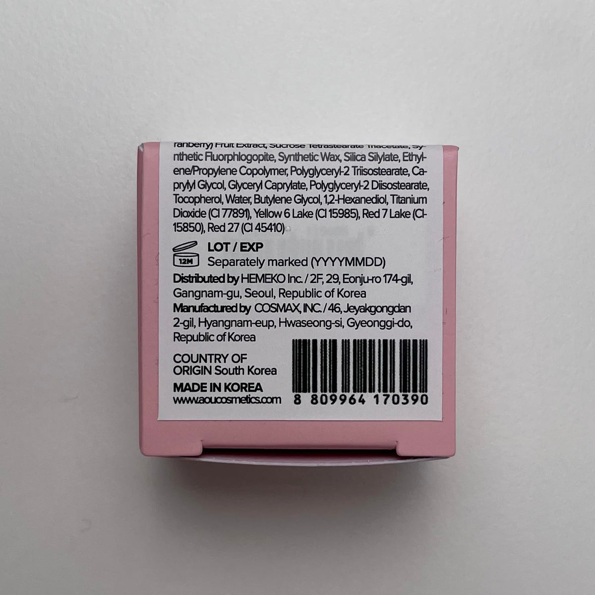 AOU Glowy Tint Balm 0.12Oz Apple Balm texture close-up