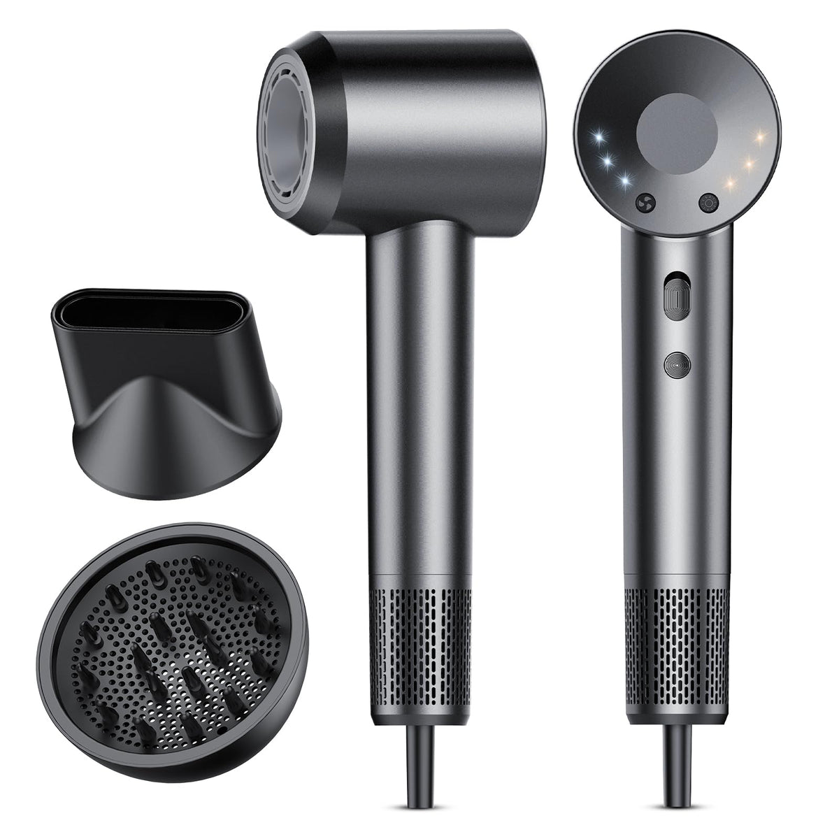 aowoka High-Speed Ionic Hair Dryer front view in Frost Grey