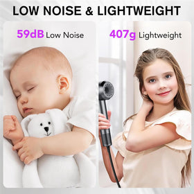 aowoka High-Speed Ionic Hair Dryer in use with model
