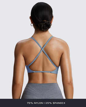 Aoxjox Sienna Twist Sports Bra Mykonos Blue close-up of padded cups
