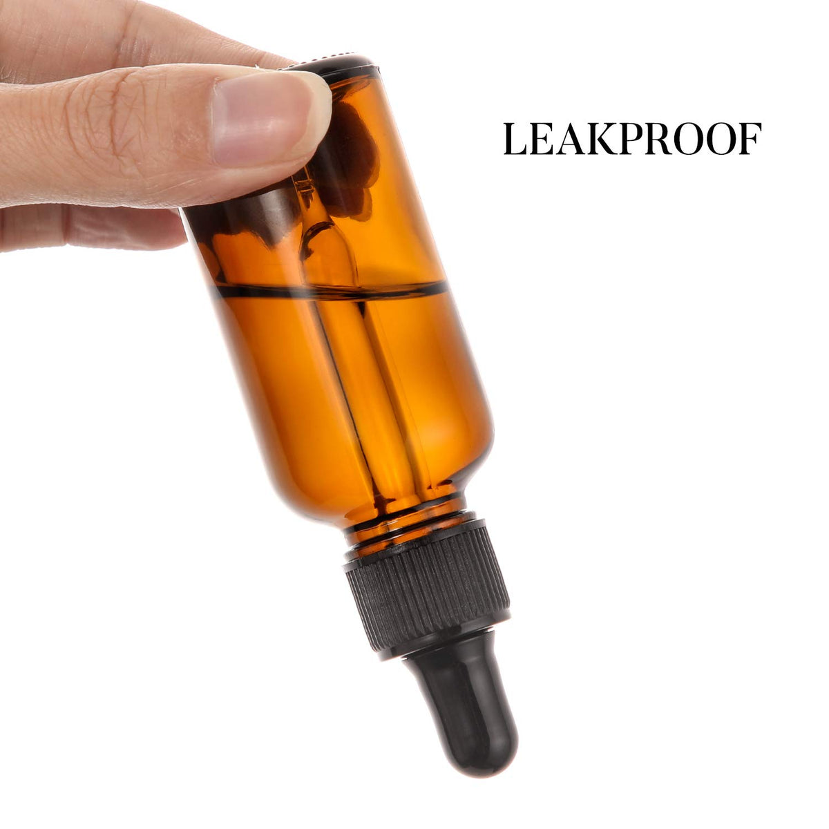 AOZITA 2oz amber glass bottles on a wooden surface