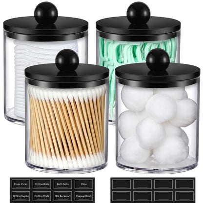 AOZITA 4 pack acrylic qtip holder dispensers front view