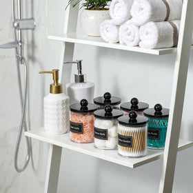 AOZITA acrylic jars in a vanity setup