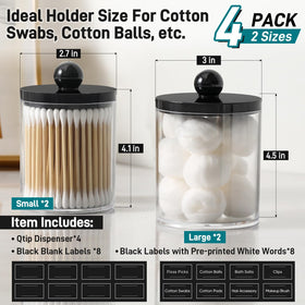 AOZITA acrylic jars with cotton swabs and cotton balls