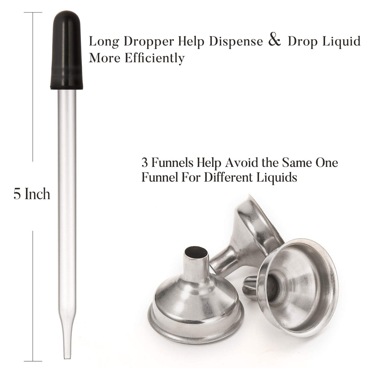 AOZITA dropper bottles with essential oils and funnels