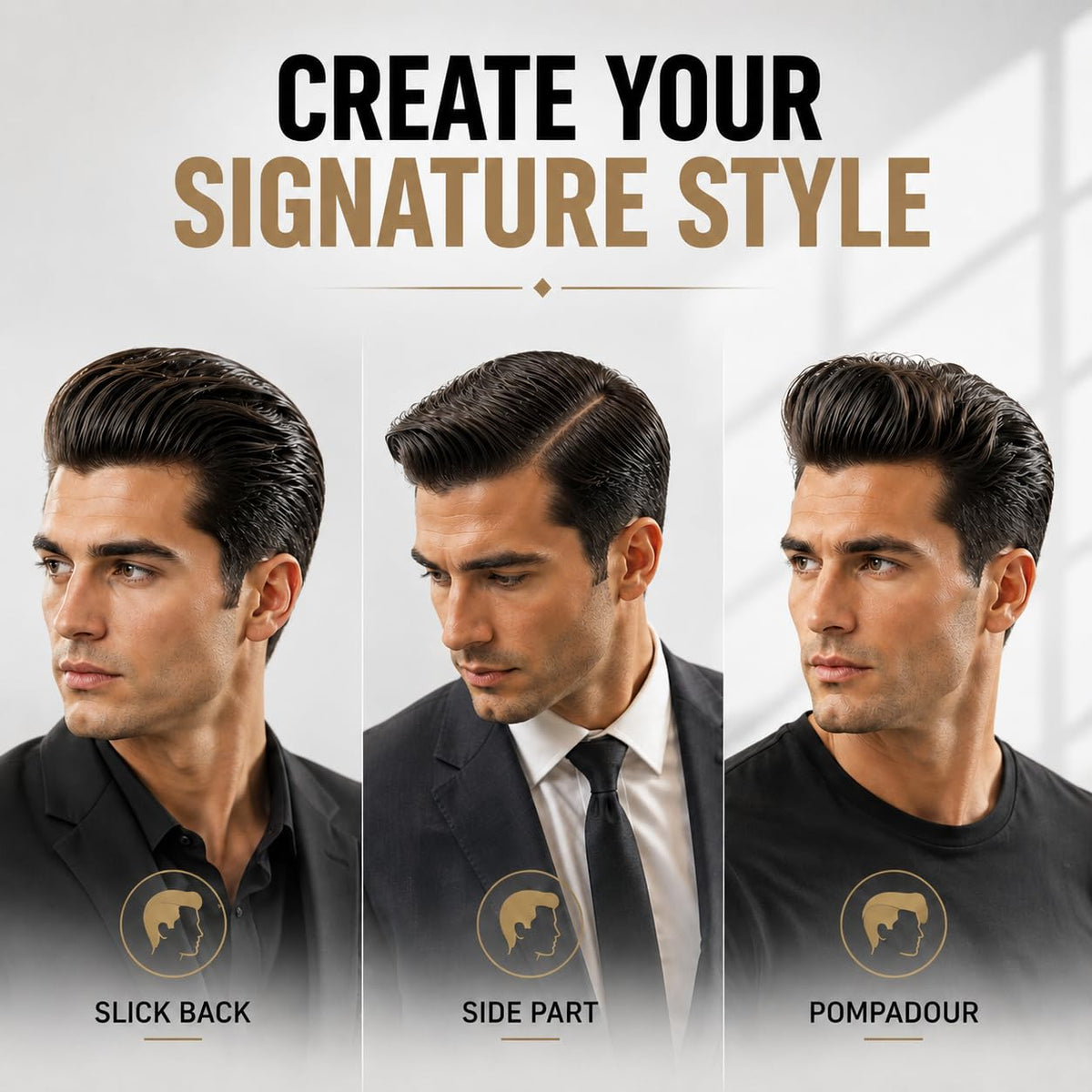ApexFlow Water Based Hair Pomade applied to styled hair
