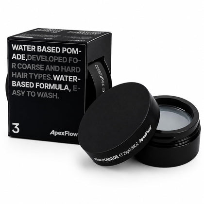 ApexFlow Water Based Hair Pomade front view with packaging