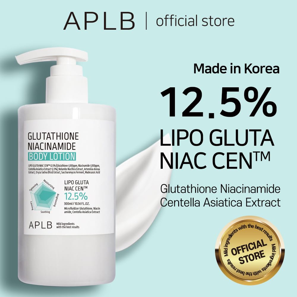 APLB Glutathione Niacinamide Body Lotion label showing key ingredients