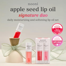 Applepeony shade of NOONI lip gloss on a lip swatch