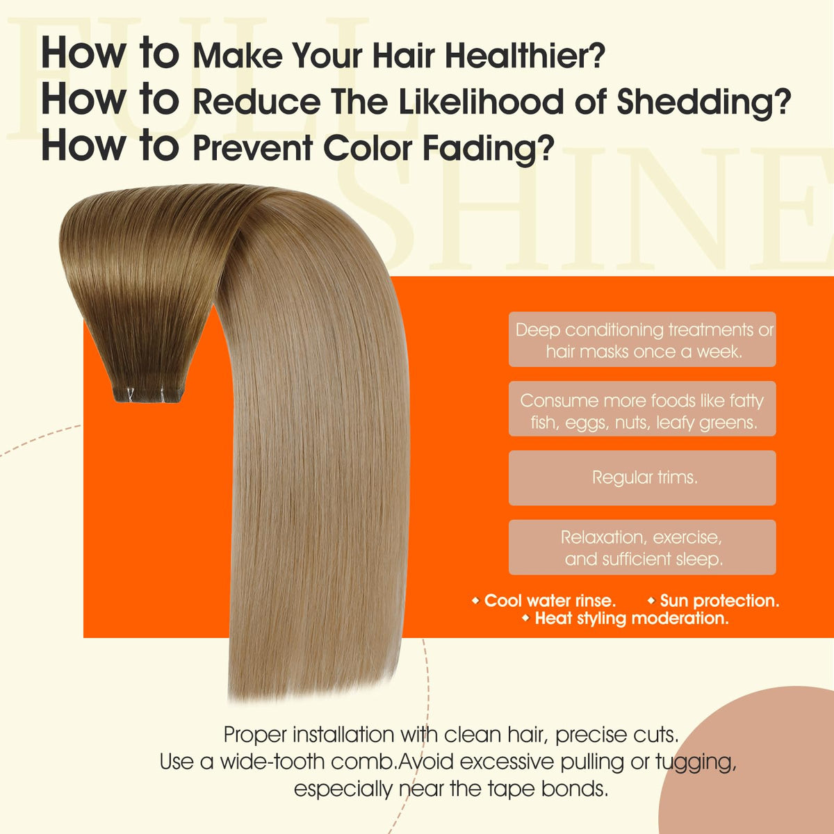 Application method for Full Shine tape in hair extensions