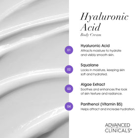 Application of Advanced Clinicals Hyaluronic Acid Body Cream on skin