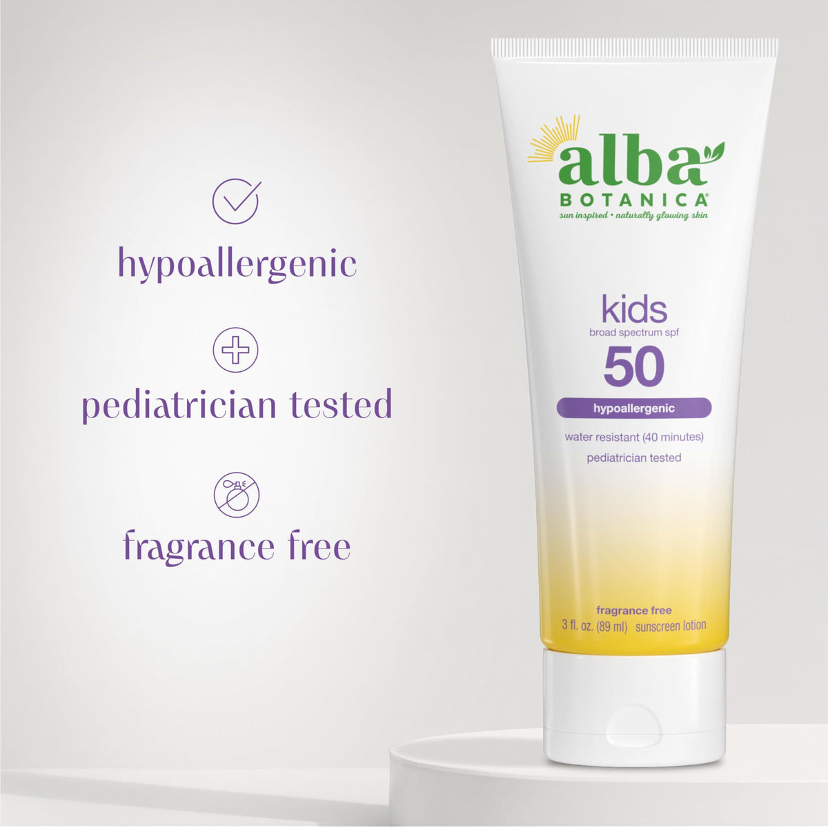 Application of Alba Botanica Kids Sunscreen on child's arm