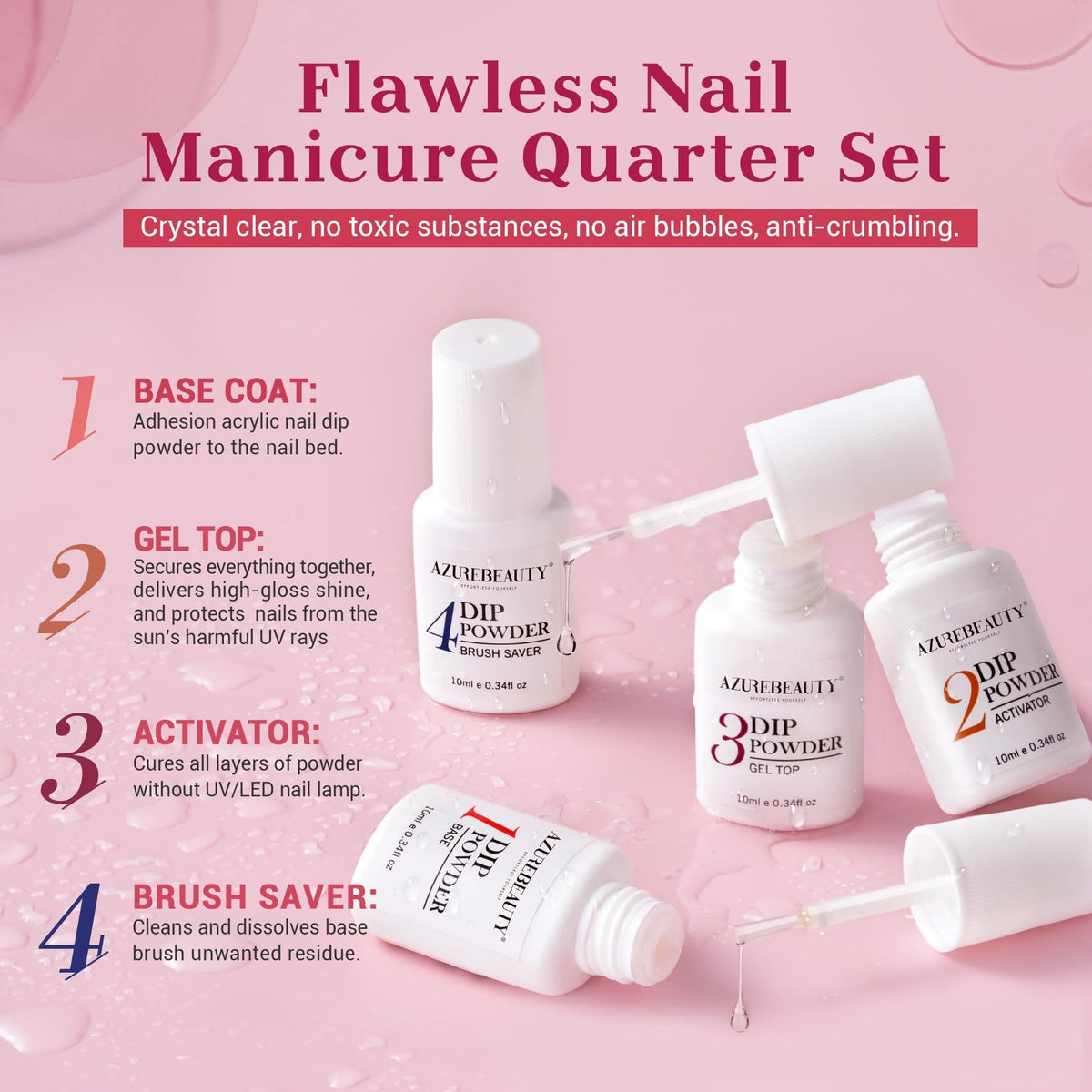 Application of AZUREBEAUTY dip powder on nails