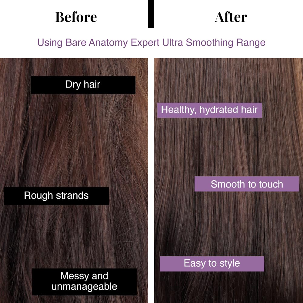 Application of Bare Anatomy Ultra Smoothing Hair Serum on hair