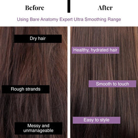 Application of Bare Anatomy Ultra Smoothing Hair Serum on hair