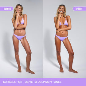 Application of Bondi Sands tanning foam on skin using mitt