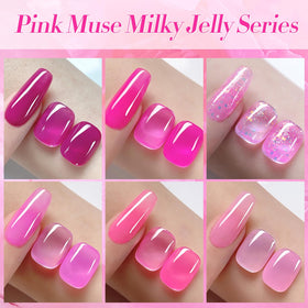 Application of Born Pretty jelly pink gel polish on nails