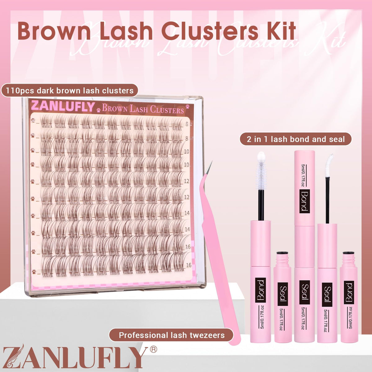 Application of brown lash clusters using tweezers