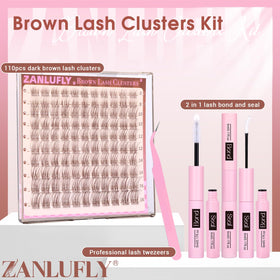 Application of brown lash clusters using tweezers