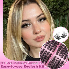 Application of Eefofnn lash clusters on a model's eyes