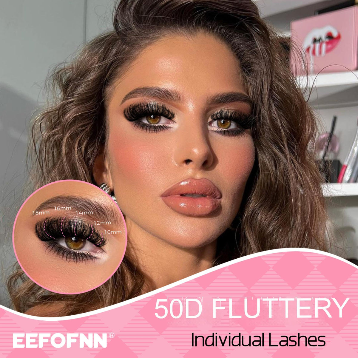Application of Eefofnn lash clusters on eyelashes