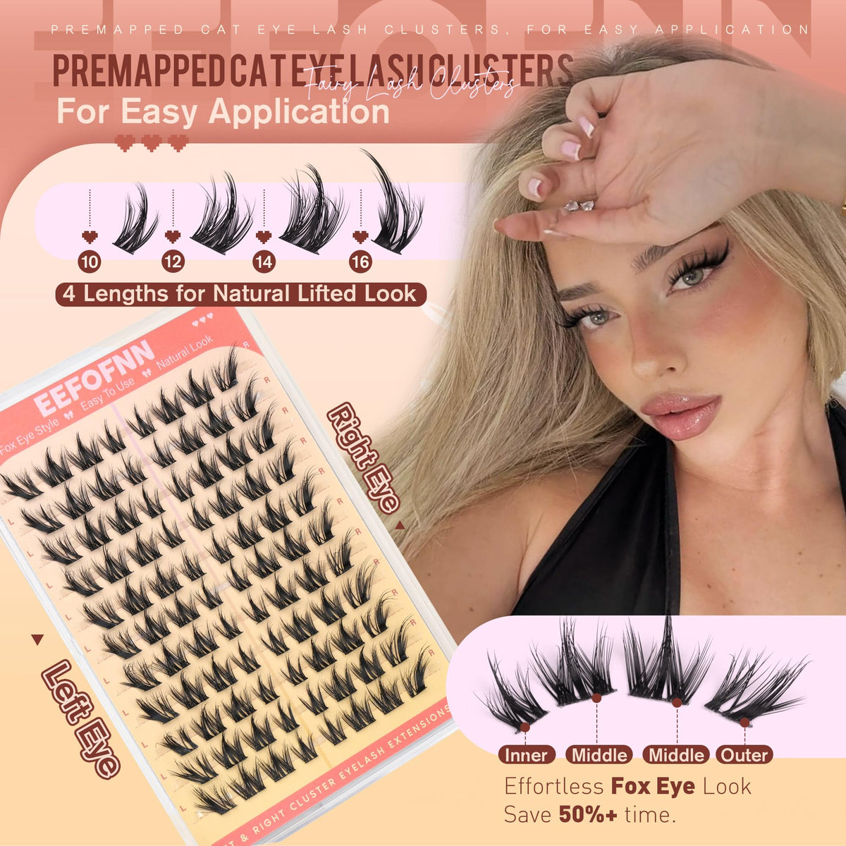 Application of Eefofnn lashes on model's eyes