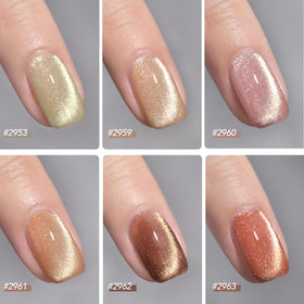Application of GAOY Glitter Cat Eye Gel Nail Polish on nails