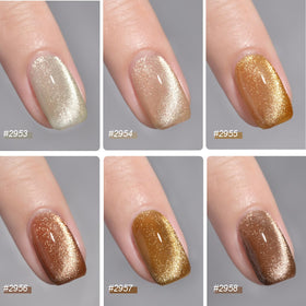 Application of GAOY Glitter Cat Eye Gel Nail Polish on nails