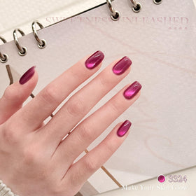 Application of GAOY Pink Cat Eye Gel Nail Polish on nails